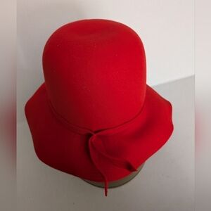 Doeskin Vintage Red felt wool women's hat. Union Made. Costume